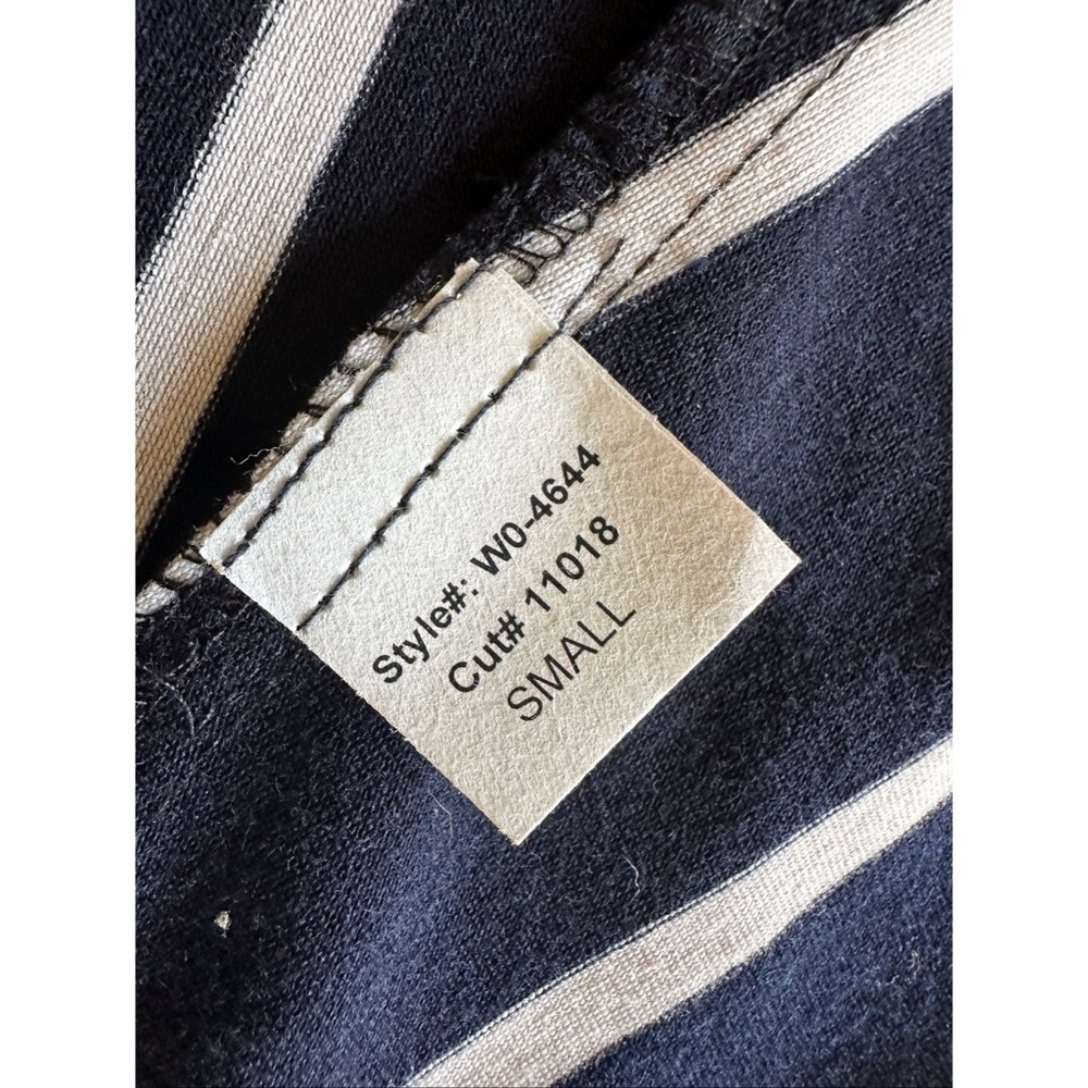 Navy and White Vintage Striped Strapless Maxi A-line Dress, S - Picture 7 of 7